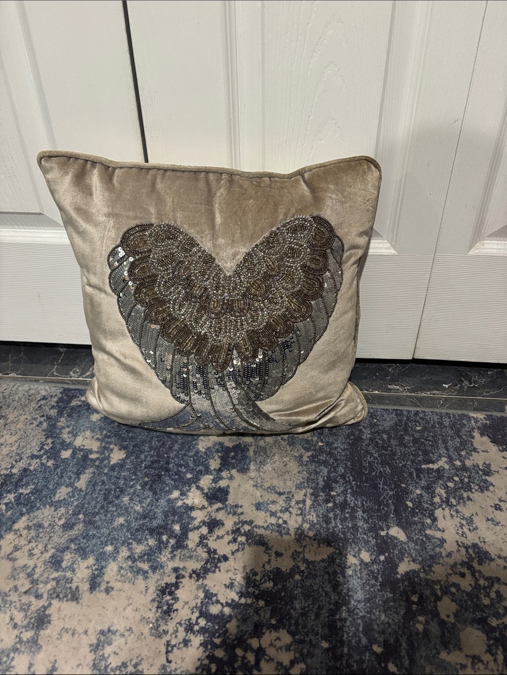 velour heart bling pillow
